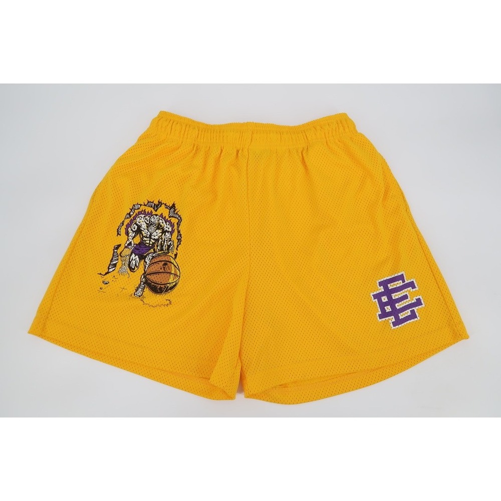 Eric Emanuel x Warren Lotas Mesh Shorts Mens XXL Lakers Basketball Yellow